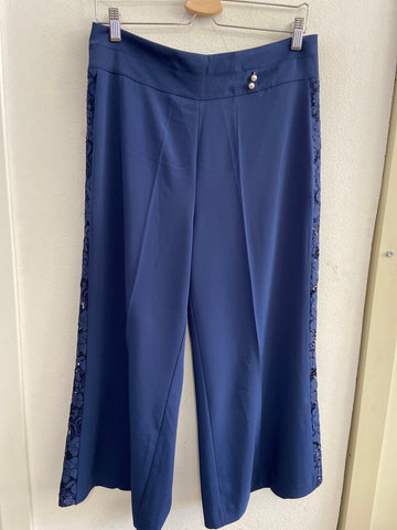 PANTALONE LARGO LINK TGXL BLU C/RIPORTO IN PIZZO
