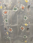 TOVAGLIA X12 ORGANZA DI COTONE BIANCO/VERDE C/RICAMO+TOVAGLIOLI