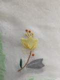 TOVAGLIA X12 ORGANZA DI COTONE BIANCO/VERDE C/RICAMO+TOVAGLIOLI