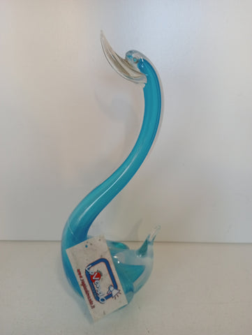 CIGNO IN VETRO STILE MURANO AZZURRO H30XL10XP5 CM