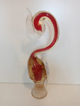 CIGNO IN VETRO STILE MURANO ROSSO DORATO H35XL8XP5 CM
