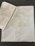 LENZUOLO SINGOLO IN COTONE BIANCO C/INTAGLIO+FEDERA