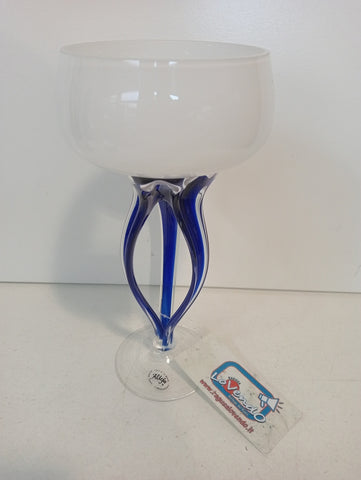 CALICE PORTA CANDELA IN VETRO ARTIGIANALE H25 CM