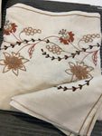TOVAGLIA X12 MISTO LINO BEIGE L204X208CM C/RICAMO FIORI+TOVAGLIOLI