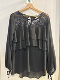 MAGLIA LIZALU' TGXL NERO C/RIPORTO IN PIZZO