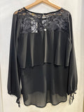 MAGLIA LIZALU' TGXL NERO C/RIPORTO IN PIZZO