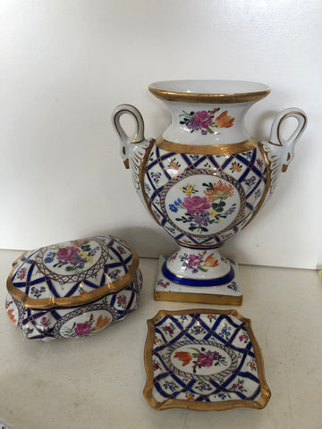 TRIS CERAMICHE PORT ROSE DIPINTO A MANO