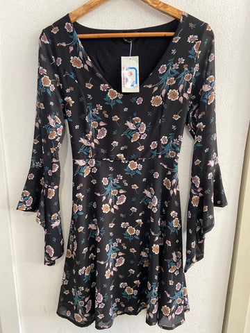 ABITO TALCO TGXS NERO FANTASIA FIORI