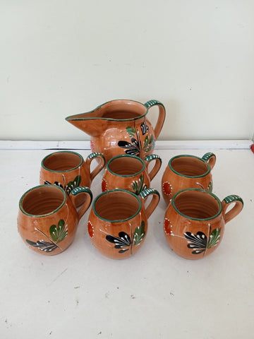 BROCCA IN CERAMICA + 6 BICCHIERI AQUA