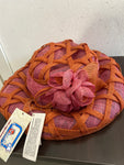 CAPPELLO KONTESSA RAFIA FUCSIA/ARANCIO C/FIORE