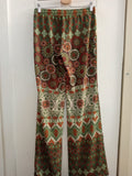 PANTALONE LARGO TG40 VERDE/MARRONE FANTASIA