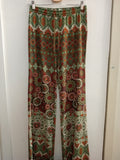 PANTALONE LARGO TG40 VERDE/MARRONE FANTASIA