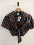 CAMICIA CORTA MOSCHINO TG44 SCOZZESE BLU/ROSSO