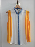 CAMICIA ZARA TGXL VELATA BIANCO/AZZURO/GIALLO DONNA