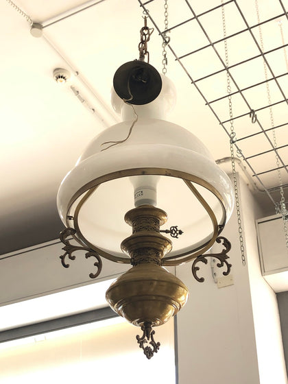 SOSPENISONE OTTONE UNA LUCE CON VETRO A CAMPANA DIAM 28