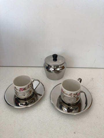 12 TAZZINE CAFFE+PIATTINI+ZUCCHERIERA(CON IMPERFEZIONE)