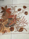 FOULARD GRANDE IN SETA PURA BIANCO/ARANCIO FANTASIA