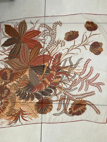 FOULARD GRANDE IN SETA PURA BIANCO/ARANCIO FANTASIA