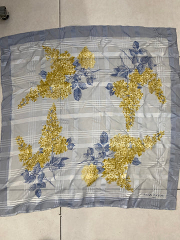 FOULARD JEAN PATOU GRIGIO A FIORI GIALLI VINTAGE