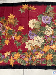 FOULARD IN SETA NERO/BORDEAUX A FIORI