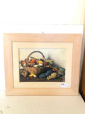 OLIO SU MASONITE NATURA MORTA CON 40 X30FUNGHI E UVA