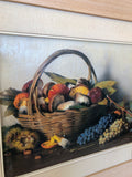 OLIO SU MASONITE NATURA MORTA CON 40 X30FUNGHI E UVA