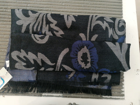 SCIARPA MISTO CASHMIRE DOUBLEFACE BLU/NERO