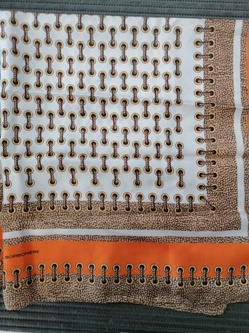 FOULARD BORBONESE IN SETA ARANCIO FANTASIA