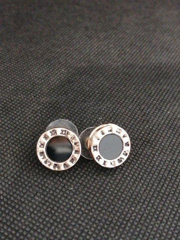 ORECCHINI BOTTONCINO DORATO/NERO