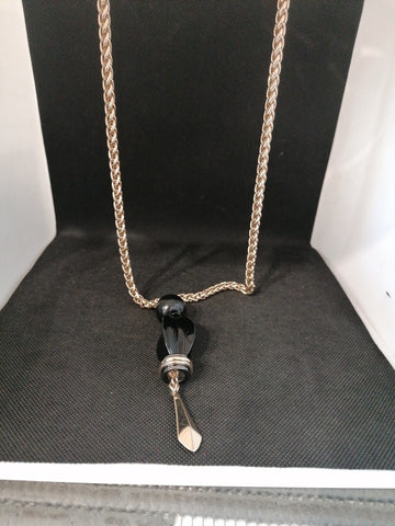 COLLANA LUNGA DORATA C/CIONDOLO NERO
