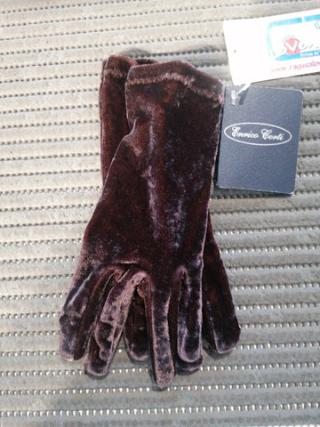 GUANTI E.CORTI VELLUTO MARRONE(PARI AL NUOVO)