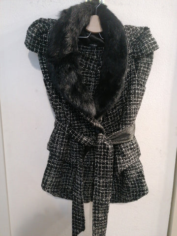 GILET+GONNA KOR@KOR TG44 NERO/BIANCO MISTO LANA