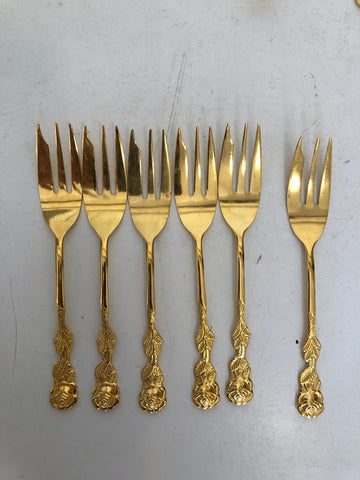 6 FORCHETTE DOLCE VERGOLDET H13XL2 CM