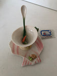 TAZZA IN PORCELLANA + PIATTO + CUCCHIAINO