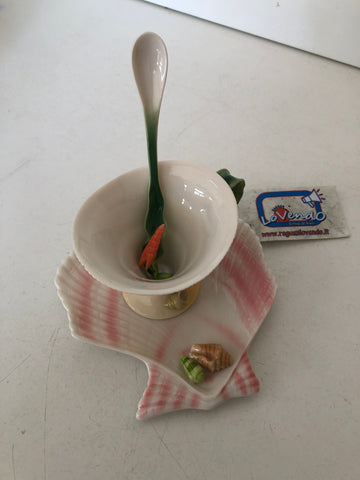 TAZZA IN PORCELLANA + PIATTO + CUCCHIAINO