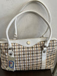 BORSA A SPALLA AQUASCUTUM BIANCA/BEIGE A QUADRETTI