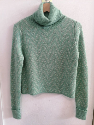 MAGLIONE KOCCA TGXS ACQUA LAME'DORATO