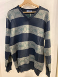 MAGLIONE HARMONT&BLANE TGL VERDE RIGHE GRIGIO