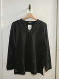MAGLIA LIOLA' TG48 NERO C/STRASS MISTO LANA
