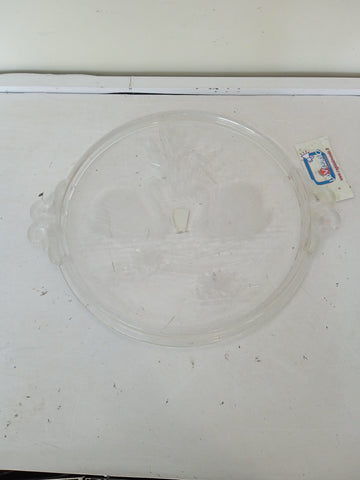 VASSOIO DUE MANICI ROTONDO CON CIGNI H2XDIAMETRO28 CM