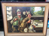 OLIO SU TELA "TIROLESI UBRIACHI" H80XL100 CM