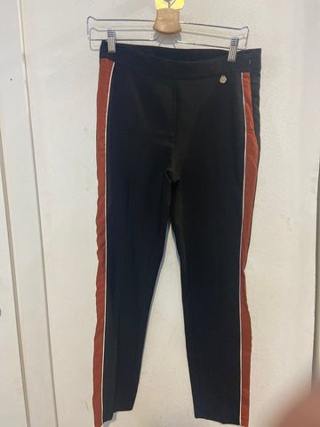 PANTALONE CANNELLA TG42 NERO/RIGHE MARRONE