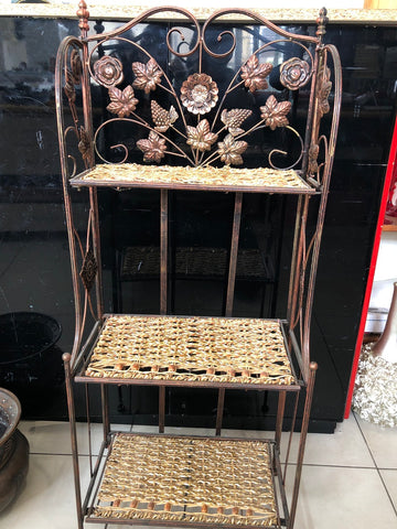 PORTA PIANTE TIPO RATTAN PIEGHEVOLE TRE RIPIANI H95XL40XP24 CM