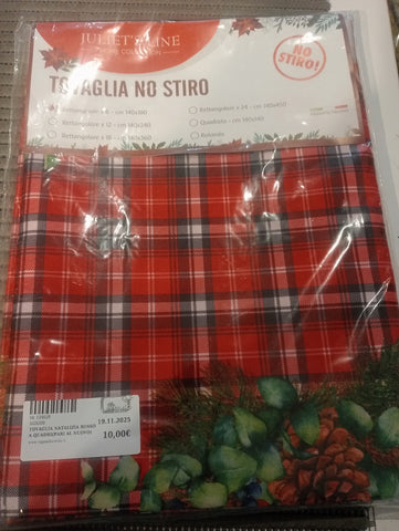 TOVAGLIA NATALIZIA ROSSO A QUADRI(PARI AL NUOVO)