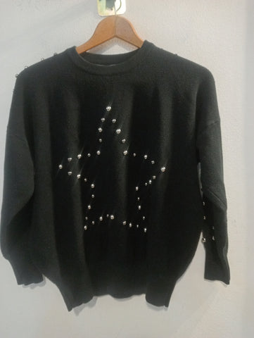 MAGLIONCINO VINCEOTTO TGM NERO C/STRASS