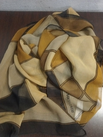FOULARD SCIARPETTA E.COVERI BEIGE/MARRONE IN SETA