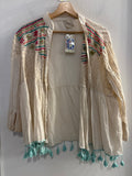 CAMICIA GIORGIA&JOHNS TGL PANNA C/RICAMO COLORATO E FRANGE