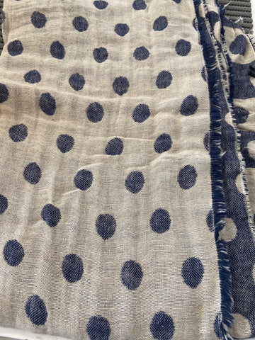 PASHMINA BEIGE POIS BLU
