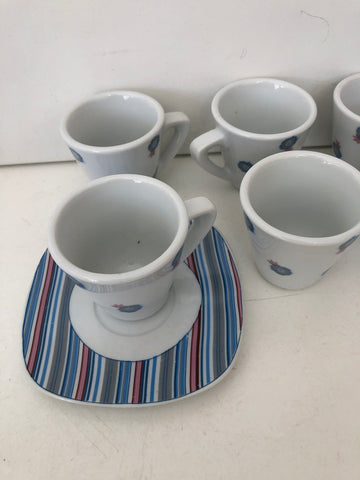 6 TAZZINE CAFFE' PORCELLANA NAZARENO GABRIELLI + PIATTI