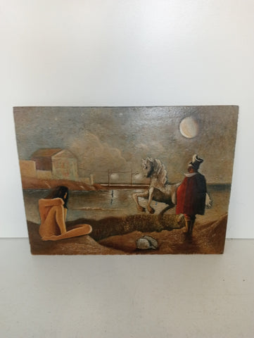 OLIO SU TAVOLA S/CORNICE IL MOLO DI NOTTE 1973